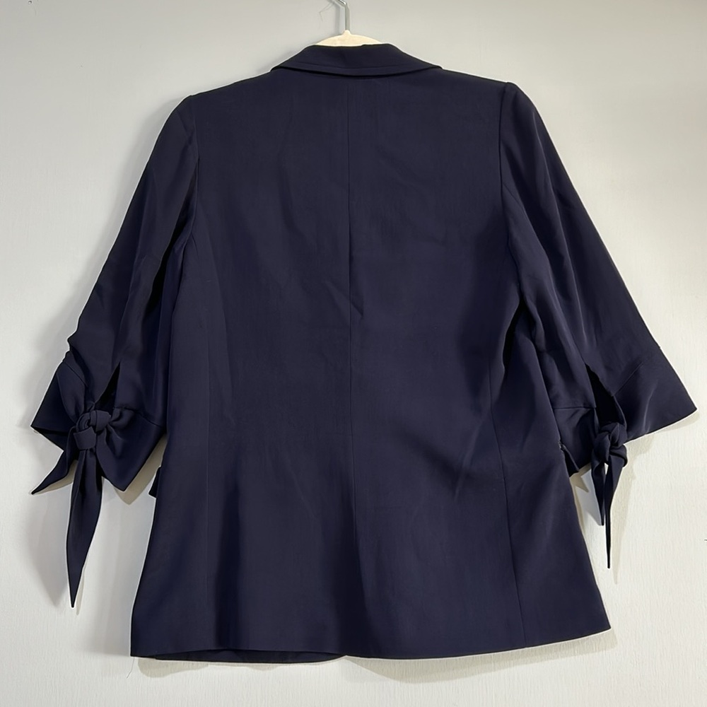 Z SPOKE ZAC WOMEN POSEN SILK BLAZER HALF SLEEVE NAVY BLUE SIZE 4 - Picture 6 of 12